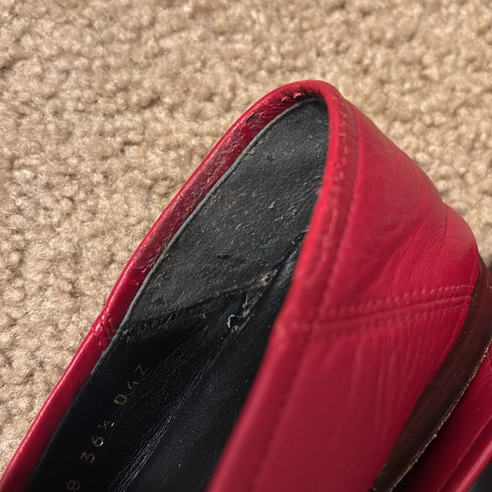 Gucci Women's Red Leather Brixton loafer 36.5 - Picture 10 of 11